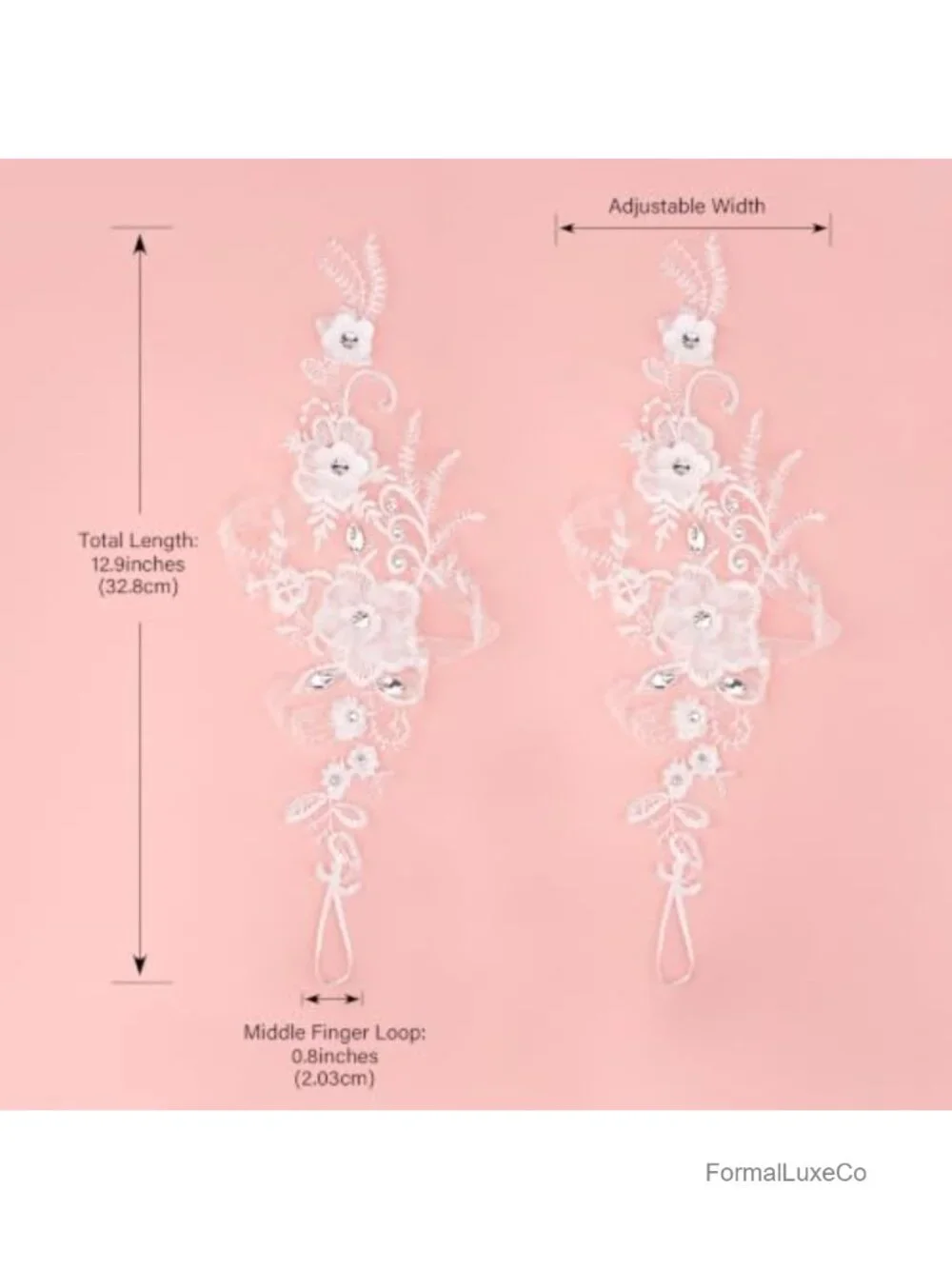 Fingerless Lace Gloves with 3D Floral Design for Wedding